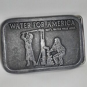 Water For America National Water Well Association Metal Belt Buckle‎ 3"x 2" RARE